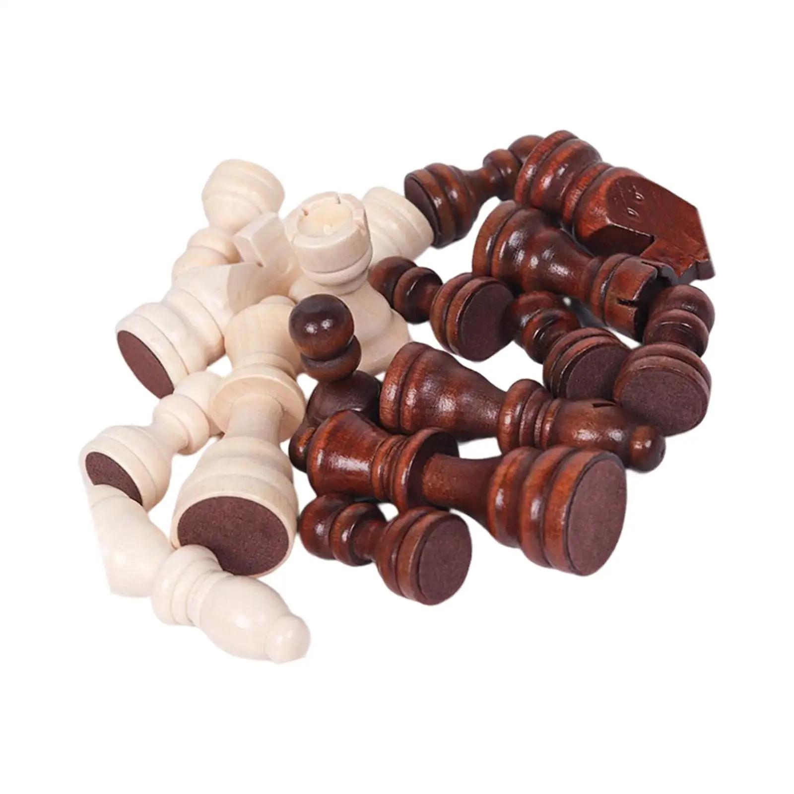Wooden Chess Pieces 32 Count for Kids over 3 Years Old Puzzle Game Accessories Casual Toy Replacement for Board Games Set