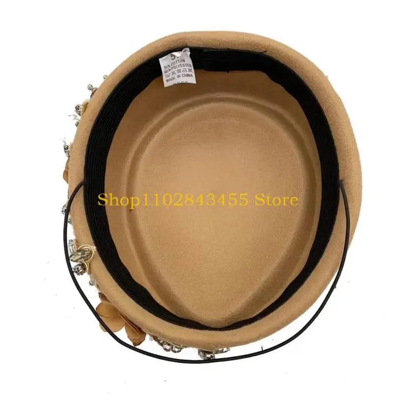 49MC 3D Flower Beret Hat for Cocktail Party Women Derby Hat Church Headpiece Theme Party Costume Hat All Matching