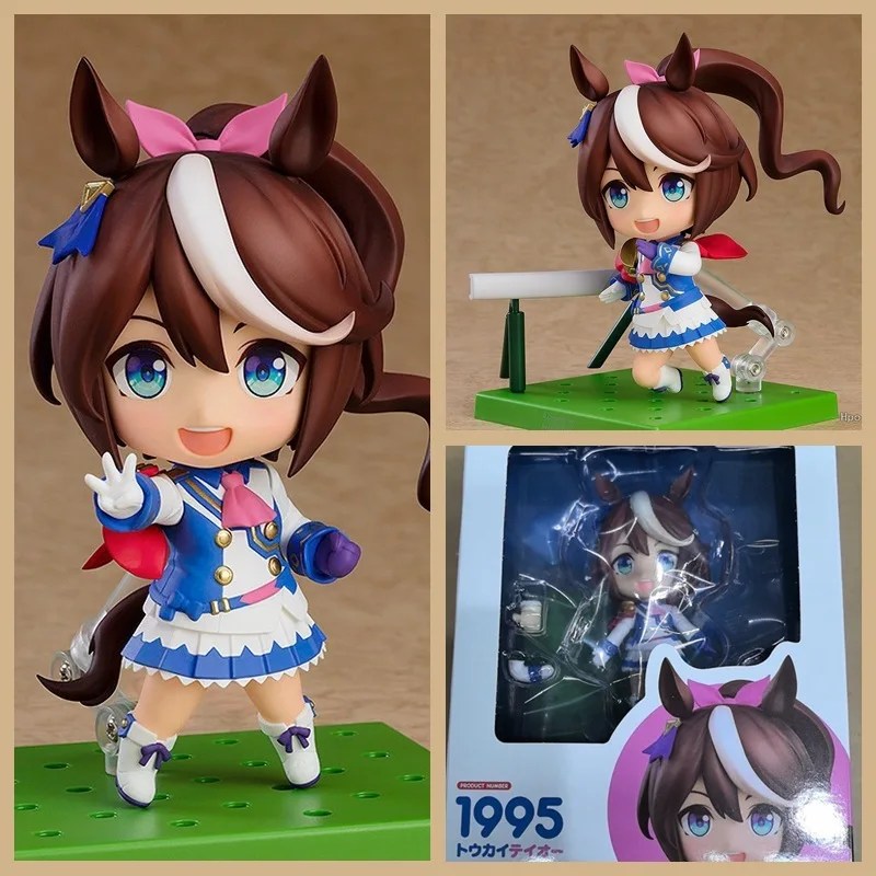 

10cm #1995 Tokai Teio Uma Musume Pretty Derby Chibi Face Swapable Boxed Collectible Figurine Desktop Decor For Anime Fans