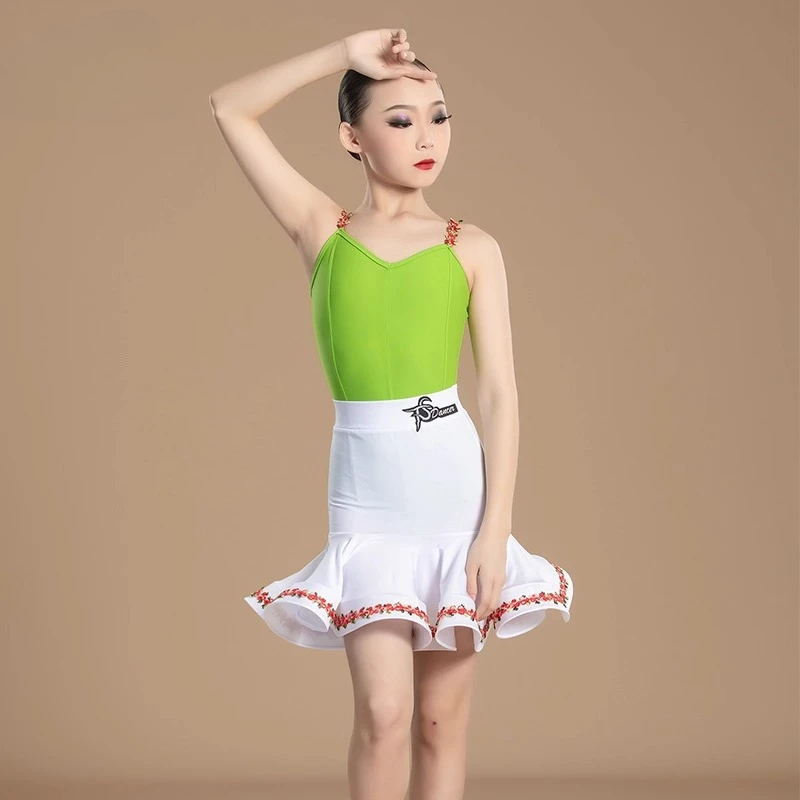 

Юбка для латинских танцев по индивидуальному заказу, тренировочный наряд для девочек, костюмы для выступлений, комплект костюмов, платья для соревнований по бальным танцам для женщин