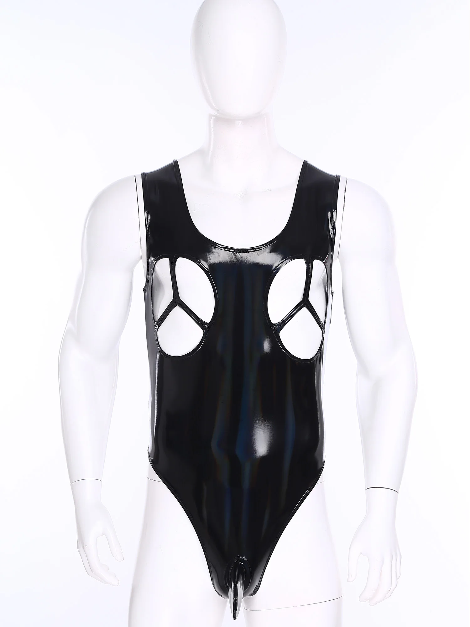 

Мужское эротическое белье из искусственной кожи: соблазнительный боди-комбинезон с вырезом на груди, облегающий, с Т-образной спинкой, для геев, для свиданий и ночных игр