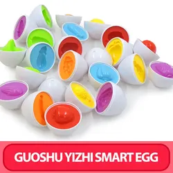 6 Pcs Smart Eggs Puzzle Toys for Kids Early Education Recognize Color Shape Matching Puzzle 3D Egg Montessori Math