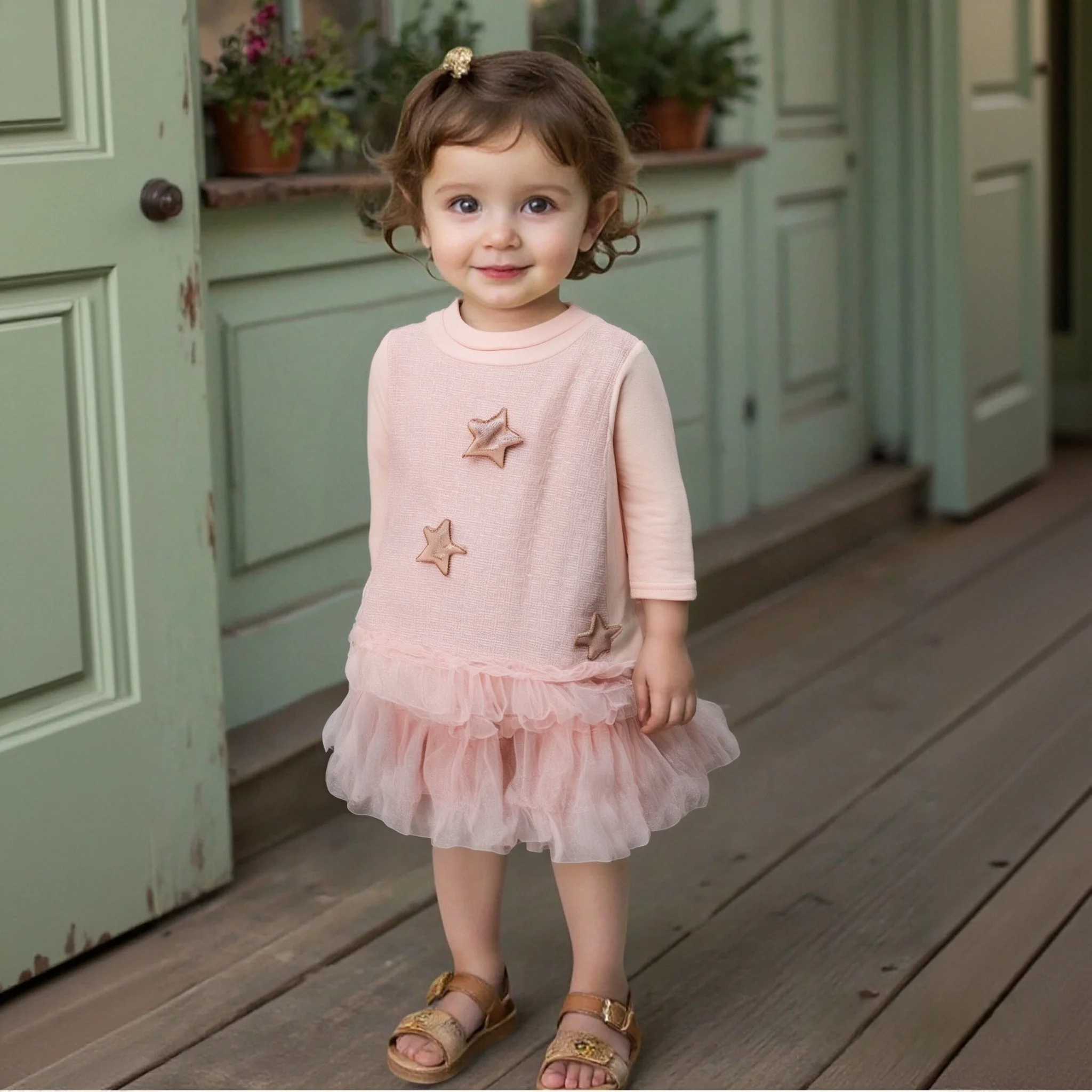 Baby Mädchen Kleider Herbst Neue Blume Muster Einfarbig Mesh Einfache Baby Mädchen Kleidung Nette Casual Mädchen kinder Kleid