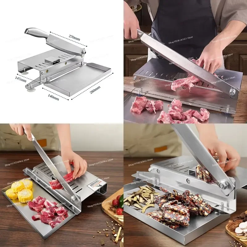 Multi-Purpose Manual Meat Cutter - Slices Frozen Meat, Lamb Rolls, Bones | Kitchen Slicing Tool for Restaurant & Home Cooking