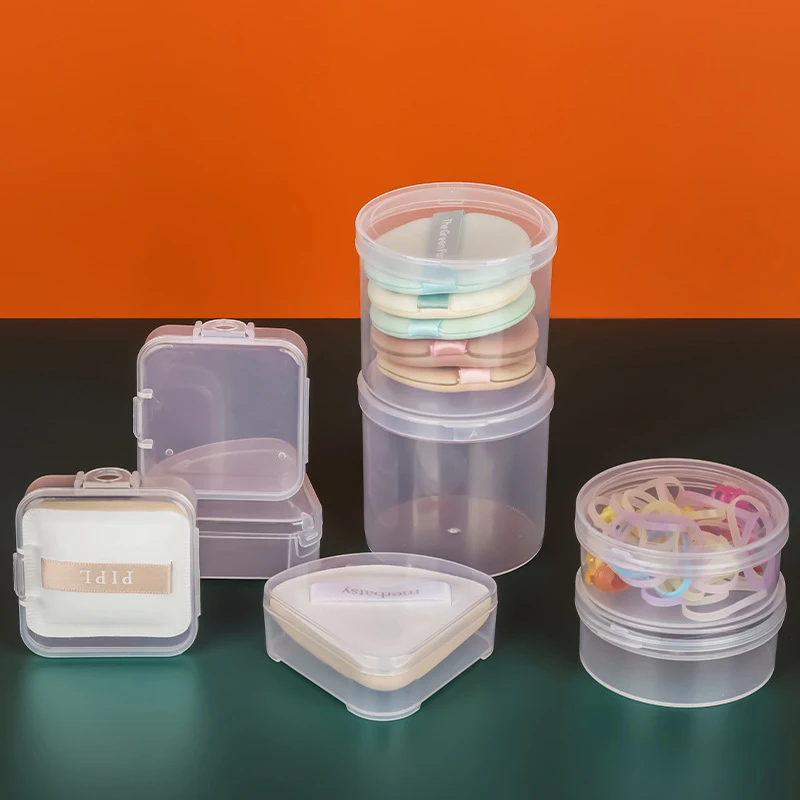 Kunststoff transparent pp Aufbewahrung sbox Make-up Werkzeuge Puder quaste Aufbewahrung koffer Gummiband harte Haut Pille Lebensmittel Aufbewahrung sbox