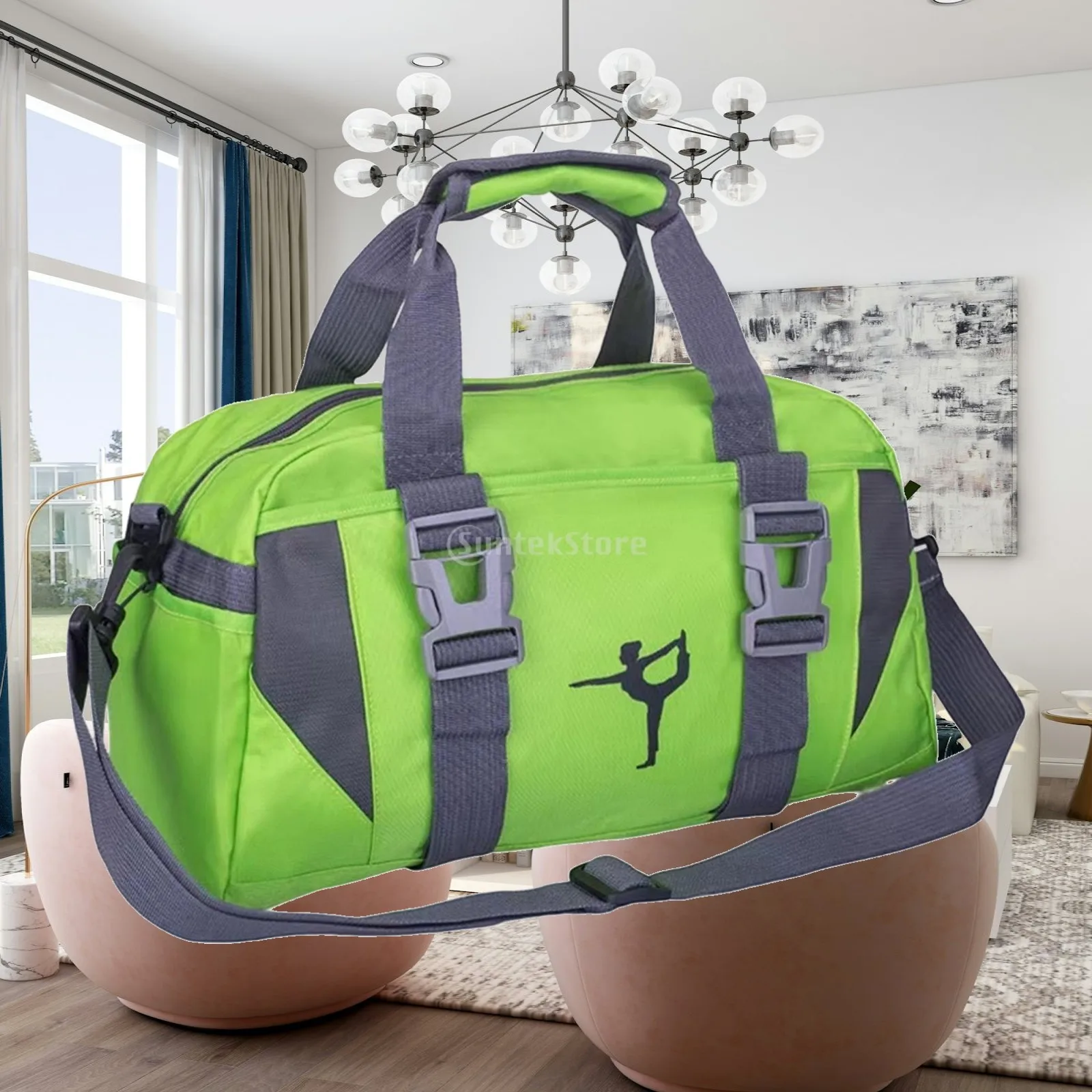 Adjustable Shoulder Crossbody Travel Duffel Bag Mesh Organizer Gym Bag for Yoga Mat Carrying Women Hiking