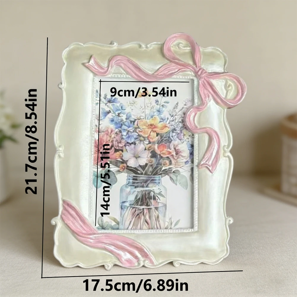 For Photos For Pictures Cute Bow Resin Photo Frame Wedding Decor Pink Contemporary Artwork Showcase Photo Frame