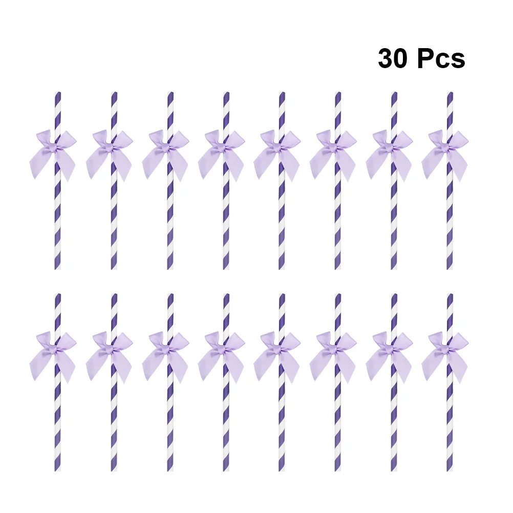 

30 Pcs Paper Straws Birthday Cake Decorative Party Supplies Cocktail Bow-tie Drinking