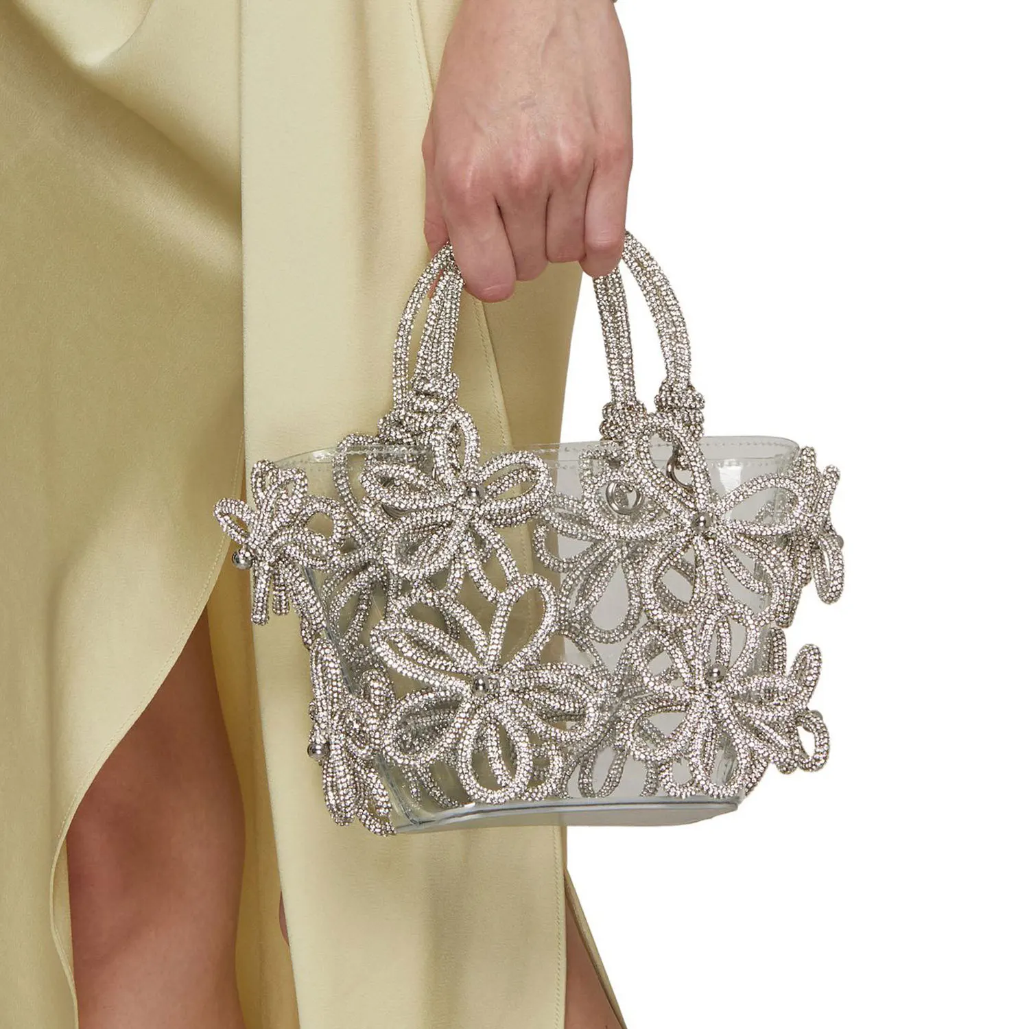 

Luxury Diamond-Embellished French Fairy Bucket Bag: Sparkling Crystal Flower Handbag for Women