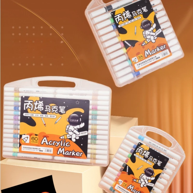 12/24/36/48/60/80 Color Water-based Acrylic Marker Waterproof Sun-resistant Quick-drying Painting Graffiti Design DIY Decoration