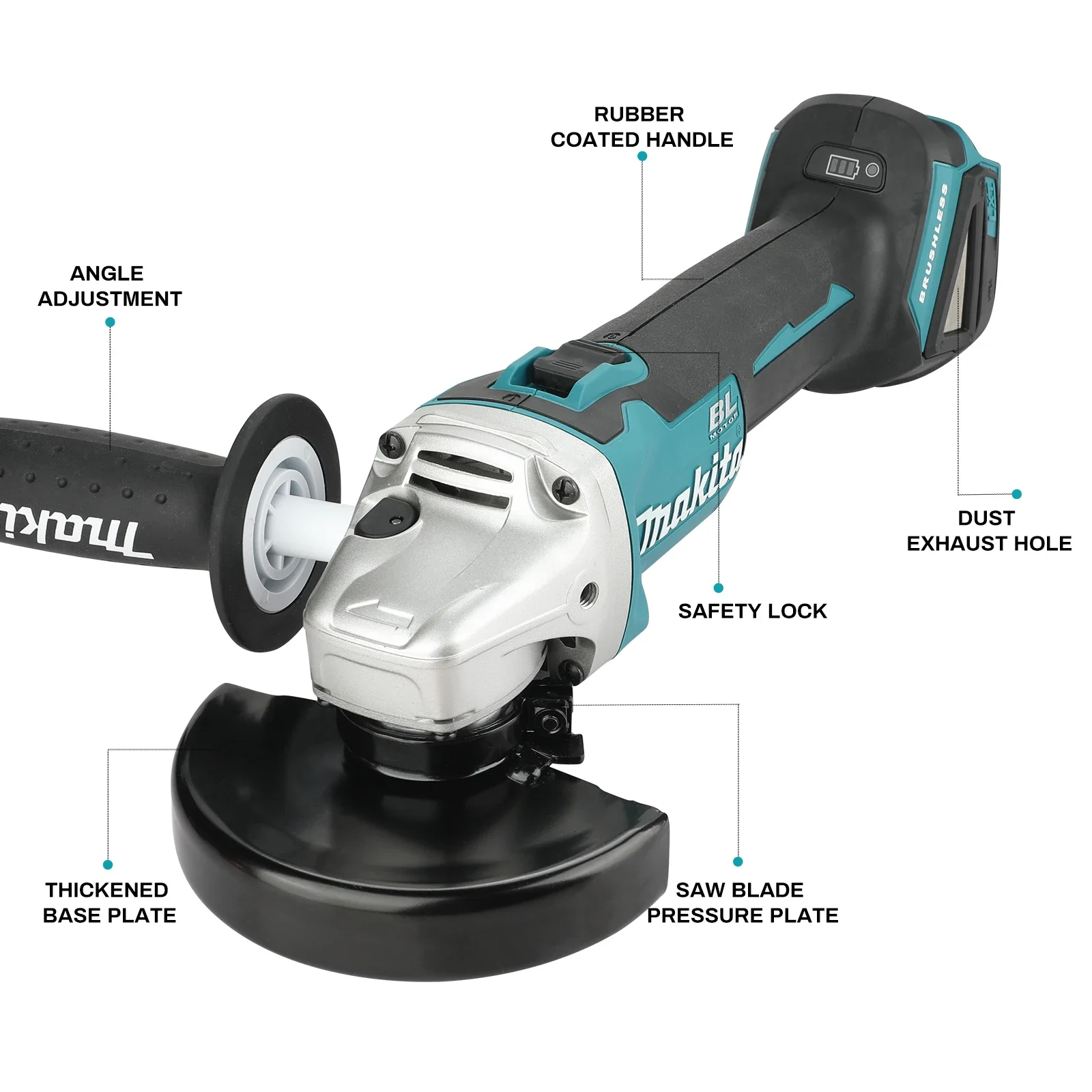 NEW 2026Makita DGA504 125mmCordless Angle Grinder 8500RPM High Power 6.0Ah Rechargeable Battery for Metal Polishing&Cutting Work image 5