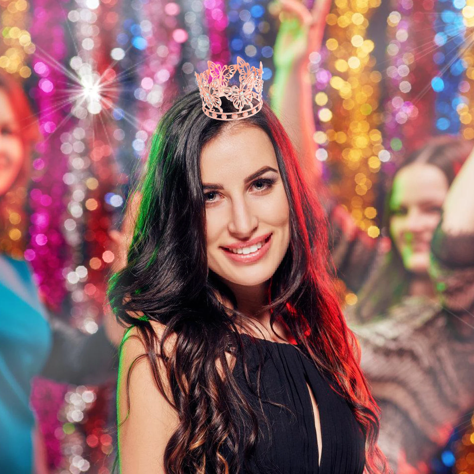 

Butterfly Crown Rhinestone Small Princess Tiaras Hair Accessories Birthday Halloween Party Dress Up Costume Prop