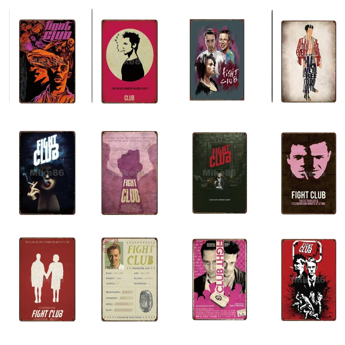 Fight Club Movie Metal Sign Retro Home Bar Metal Painting Wall Plaque Art Classic Posters Art 20*30