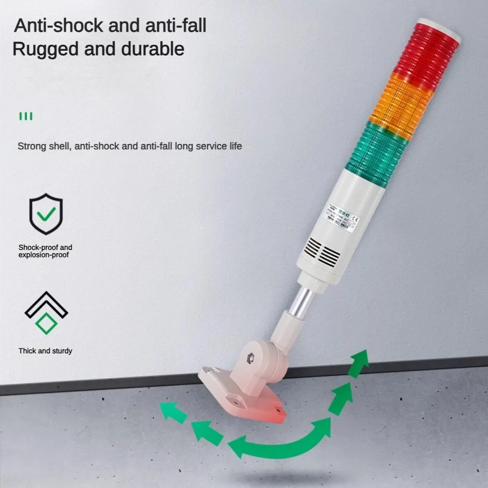 Torre de señal LED multicapa, luz de advertencia de pila, rotación de 180 grados, indicador de zumbador Industrial, lámpara de alarma de maquinaria, 24V, 220V
