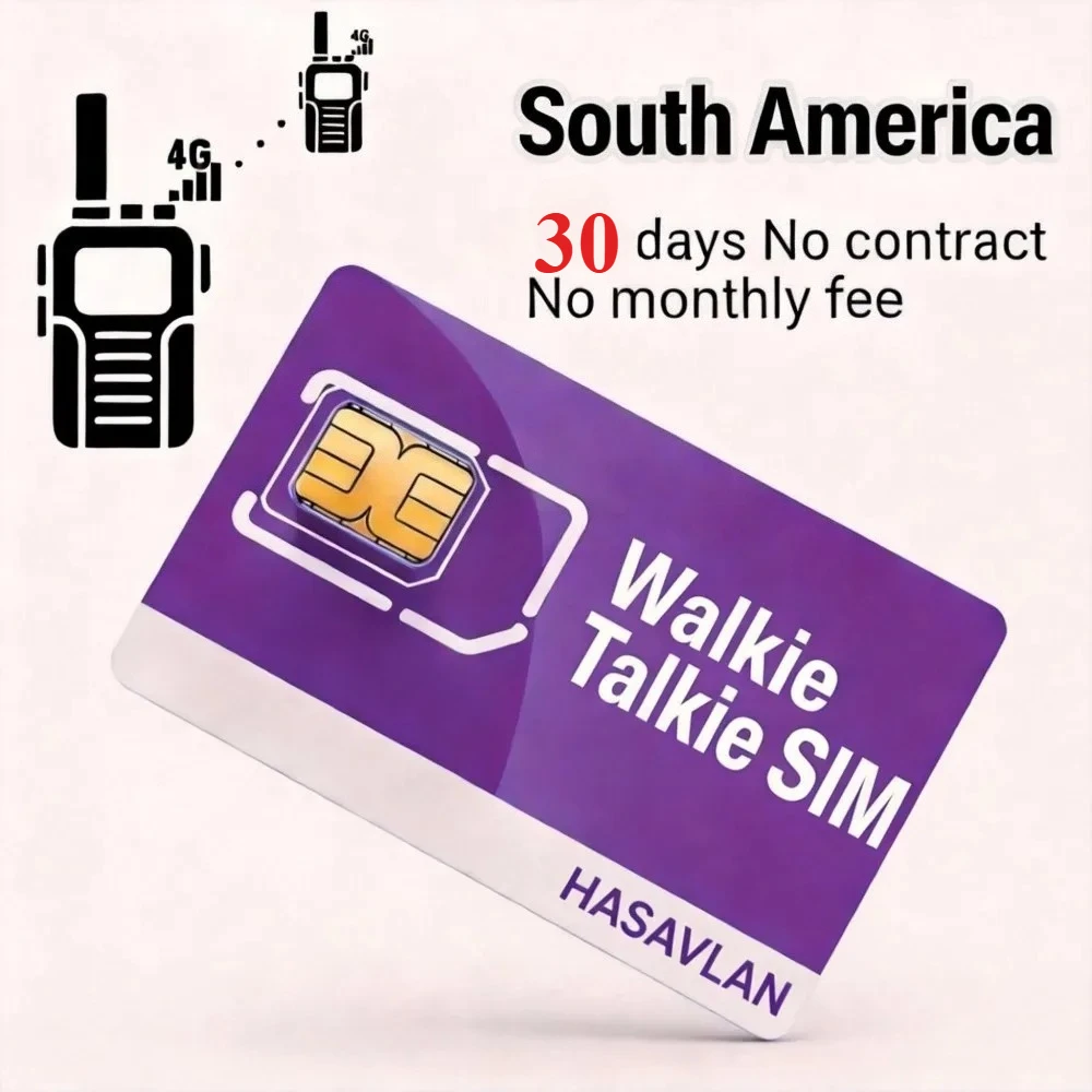 Walkie Talkies Sim Card, No Contract 4G IoT Roaming Triple SIM, 300MB/30 Days for PTT Devices K500, ZOVAGOLO SOUTH AMERICA