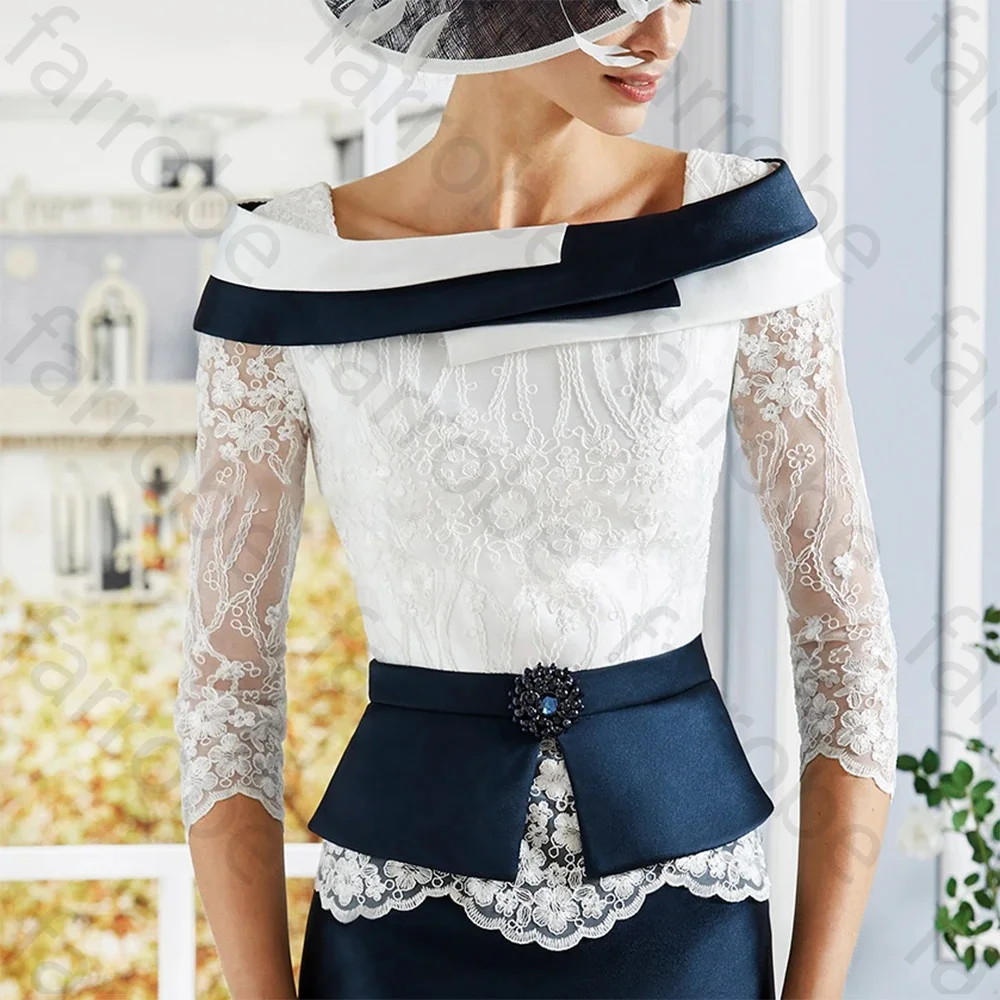 Современные кружевные платья для матери невесты по индивидуальному заказу, короткое платье для жениха с рукавами 3/4 до колена и аппликацией для женщин, свадебное платье