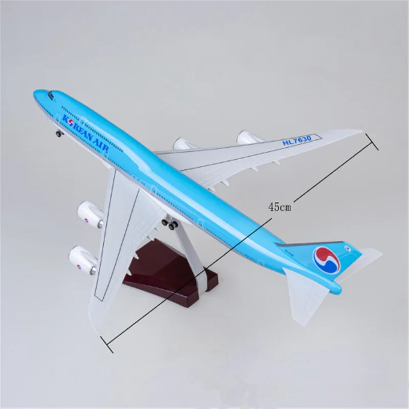 45.5Cm 1/160 Schaal Model Diecast Hars A380 Koreaanse Internationale Luchtvaartvliegtuig Met Licht En Wielen Voor Collectie Display