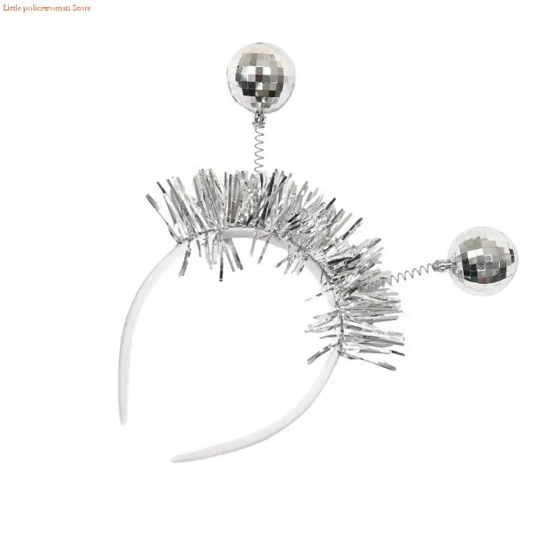 F92D แฟชั่นวันหยุดเครื่องประดับผม Disco Ball Head ตกแต่งผม Band Stylish Headdress สำหรับสบายทุกวัน