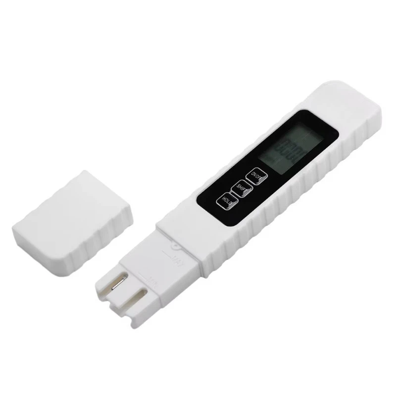 White Digital Water Quality Tester TDS EC Instrument Range 0 to 9990 Multifunctional Water Purity Temperature TEMP PPM Tester