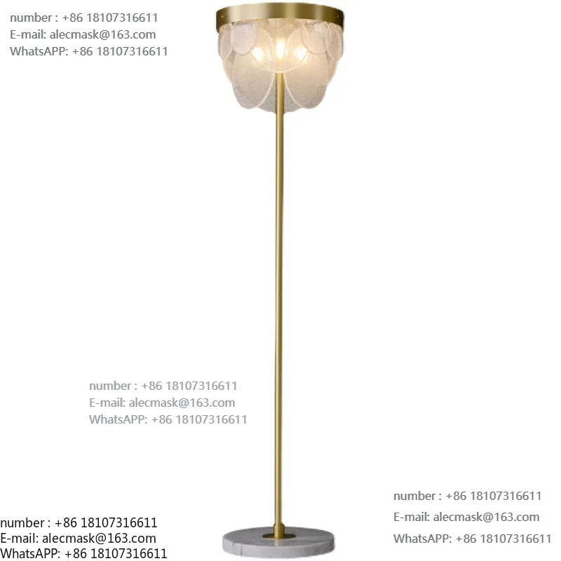 

All-copper light luxury bedside floor lamp, living room glass post-modern creative simple model room, sofa side lamp