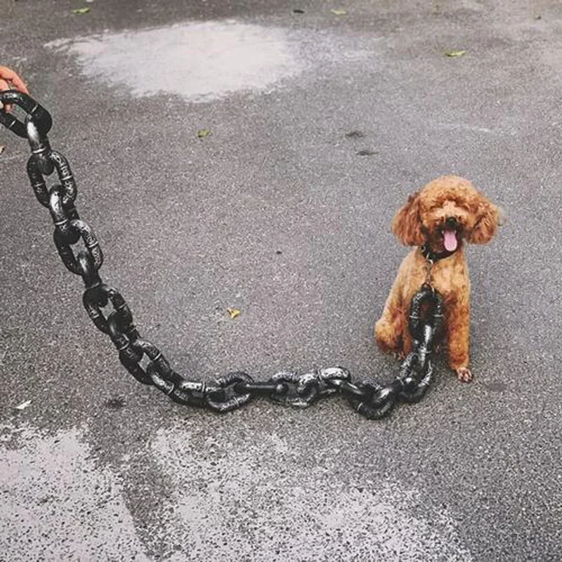 Hollow Plastic Simulation Iron Chain Thick Dog Traction Chain Funny Pet Traction Rope Big Iron Chain Pet Supplies Dogs Accessory