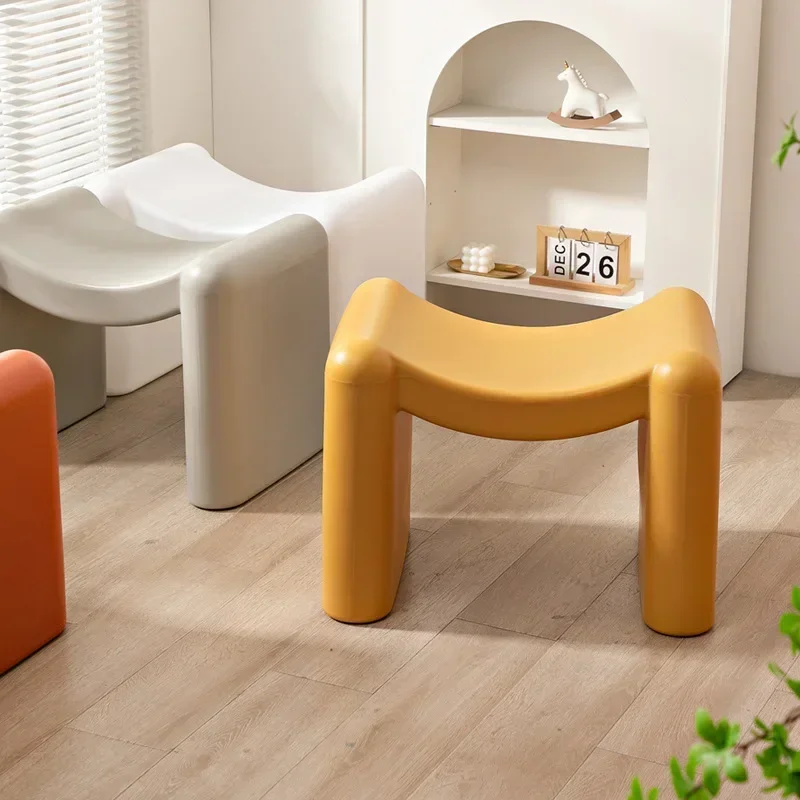 Nordic Plastic Curved Surface Shoes Changing Stool  Household Doorway Simple Living Room  Folding Small Stool Sitting Stool