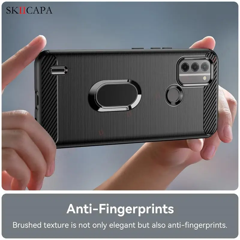 For Nokia C31 X30 G60 G400 5G Brushed Carbon Fiber Soft Silicone Case For Nokia C100 C200 X100 G21 C21 Plus Magnetic Ring Cover