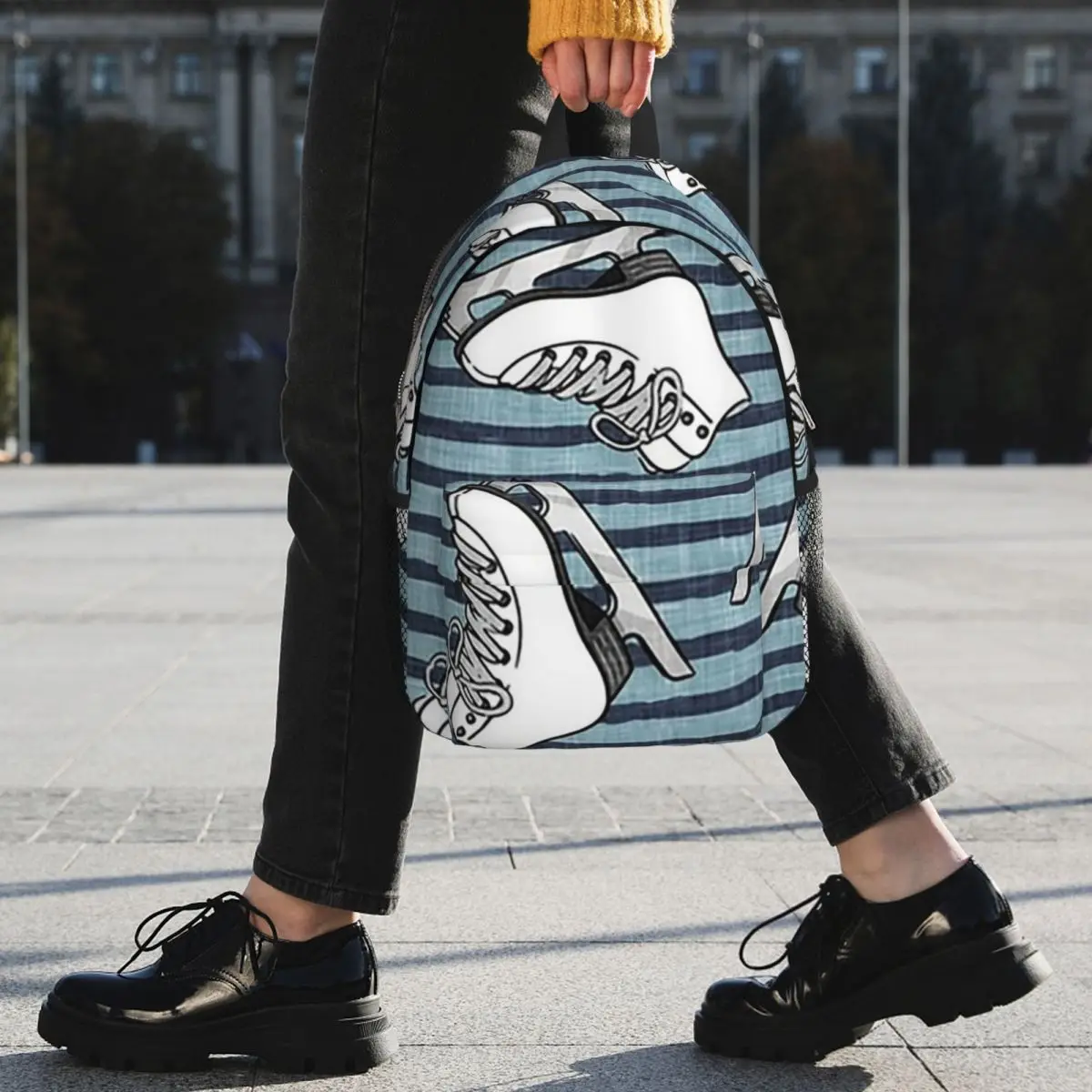 Colorful Ice Skates Pattern Backpack Student BookBag Kids School Bag Computer Shoulder Bags for Boys Girls