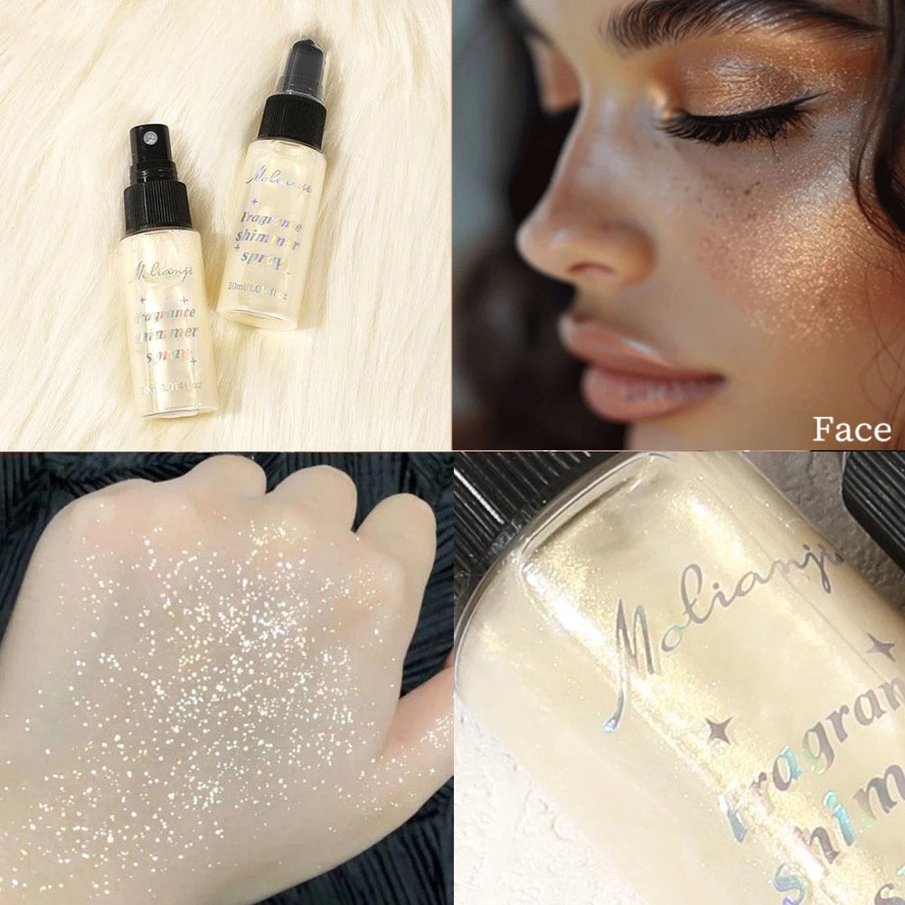 Glitter Body Spray, Glitter Spray for Hair and Body, Quick-Dry Waterproof Body Shimmer Highlighter for Festival Rave Makeup 30ml