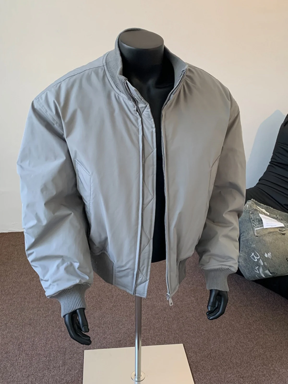 

Мужская зимняя хлопковая футболка Harington Flight Jaet в американском стиле Cleanfit, с воротником-стойкой, бейсбольная, утепленная, длинная...