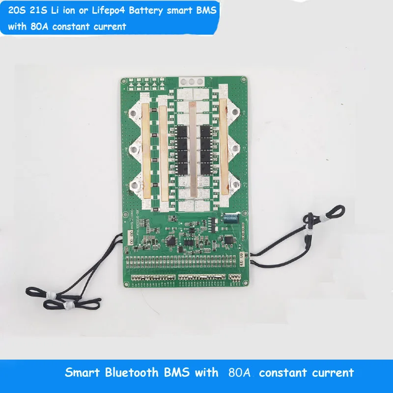 20S 72V  84V Li ion or 60V 73V  Lifepo4 Smart bluetooth BMS with 80A constant discharge current UART communication software PCB