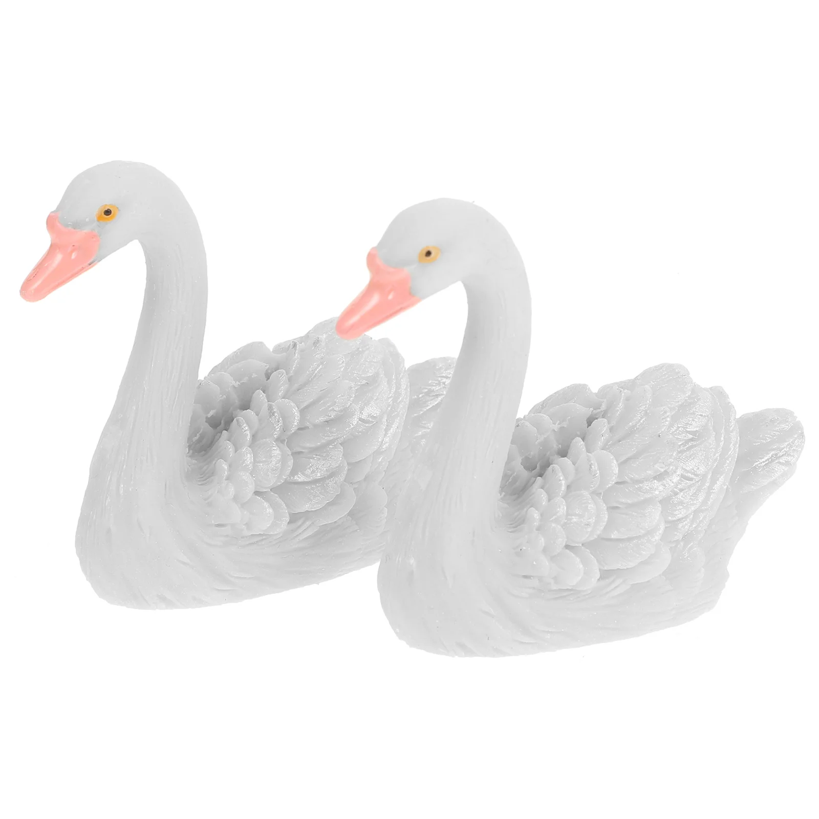 

2Pcs Swan Home Decoration Durable Resin High Simulation Garden Decor White Swan Sculptures Little Animal Figures