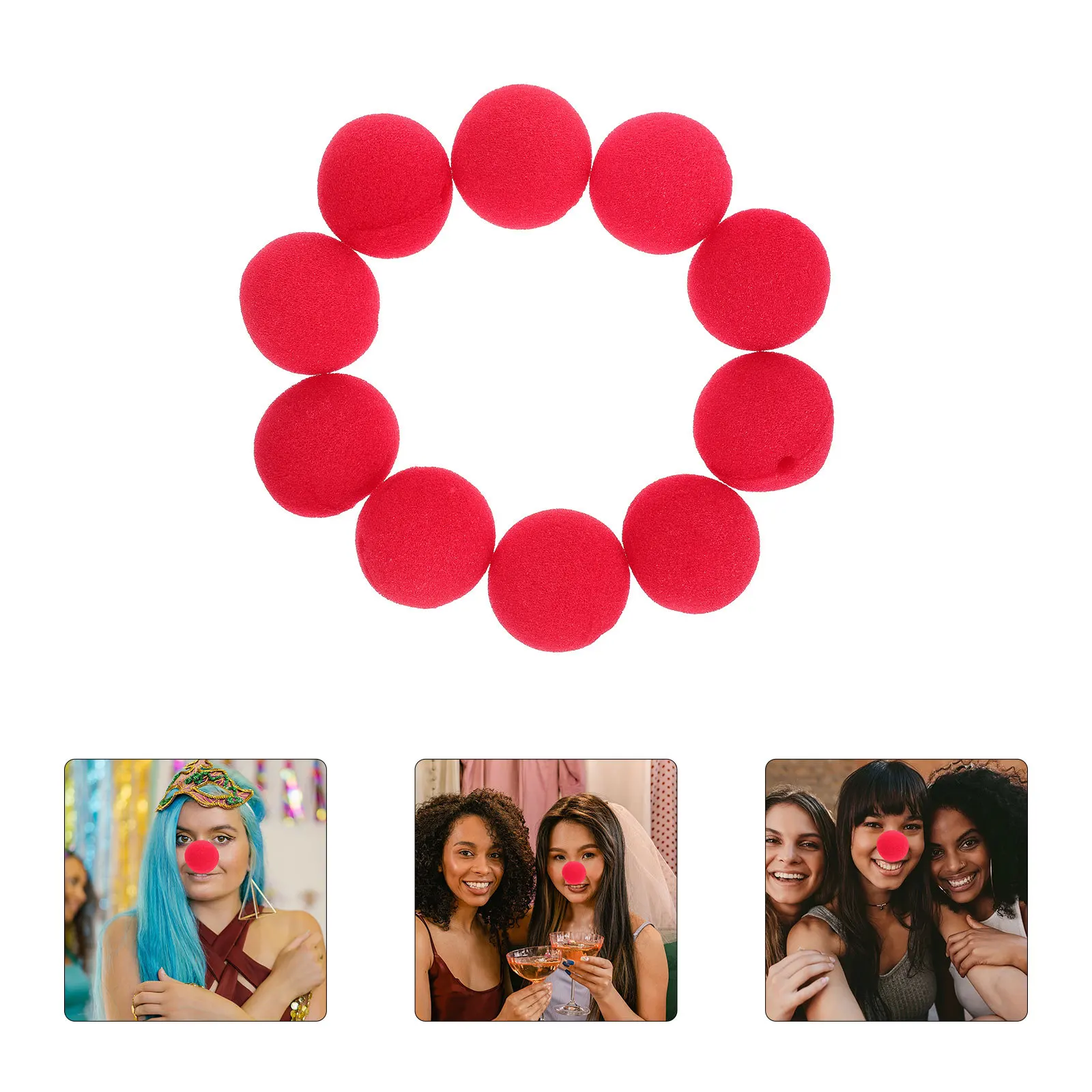 

10Pcs Professional Clown Nose Props Lightweight Soft Sponge Material Perfect for Party Supply Masquerade Cosplay Accessory Decor
