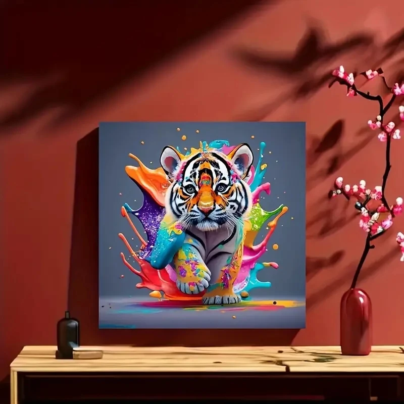 Colorful Tiger Diamond Painting Kit - Easy 5D DIY Art Gift for Beginners -Animal Mosaic -Handmade Home Decoration Surprise Gift