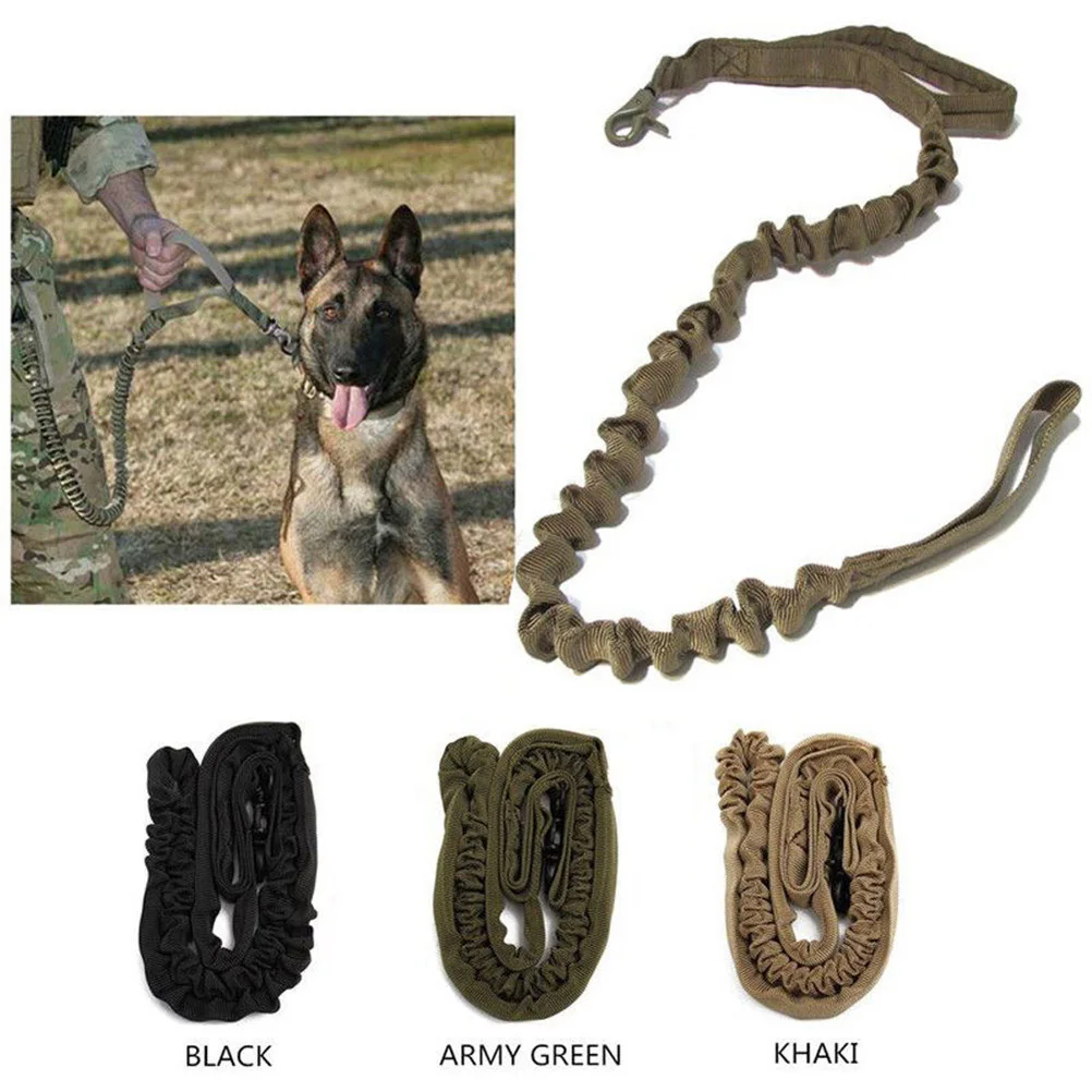 

Black Adjustable Nylon Elastic Tactical Dog Training Leash Quick Release Comfortable Handle Long Leash Perfect for Everyday