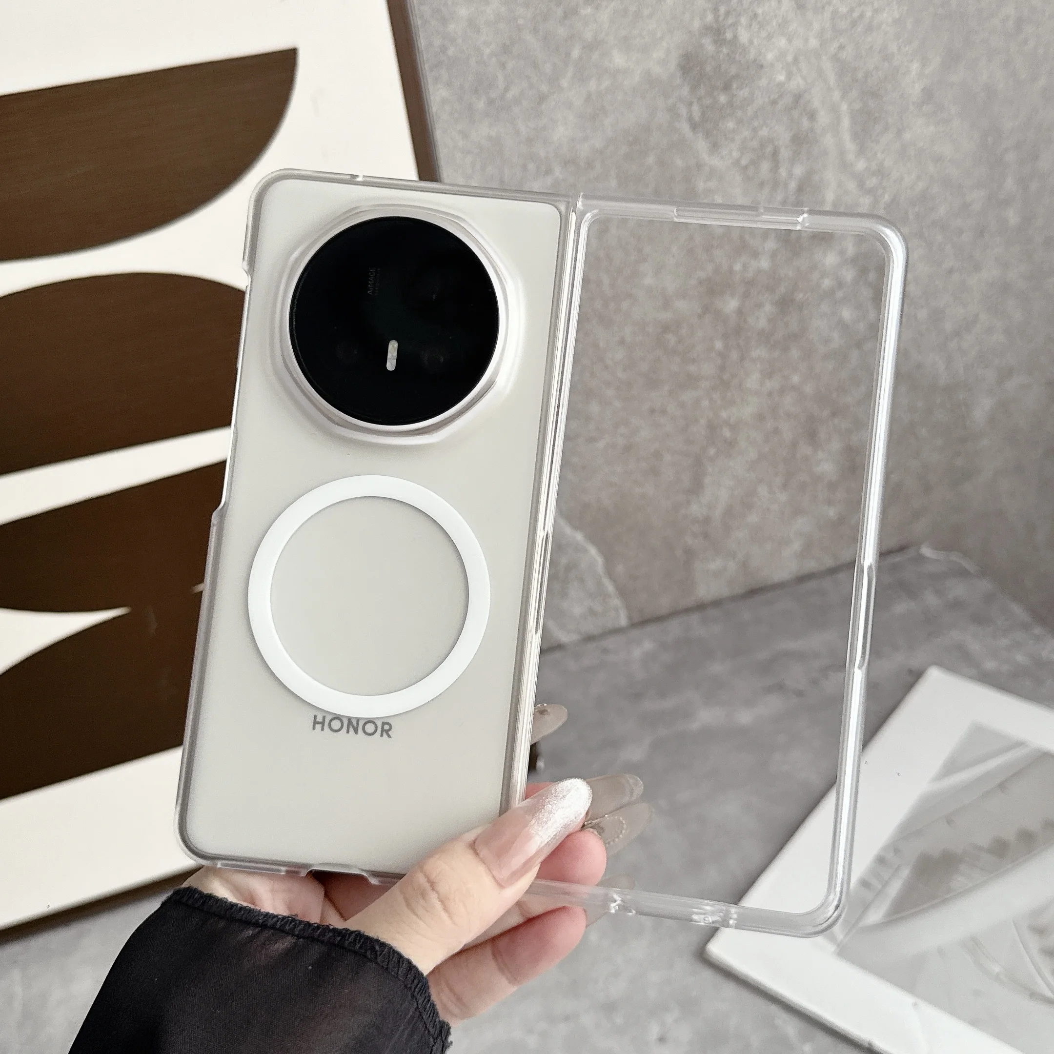 

For Honor Magic V5 Case Simple Ice Mist Magnetic Frosted PC Back Cover For Honor Magic V5 Shockproof Bumper Funda