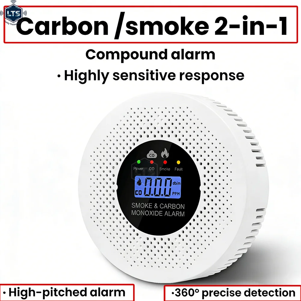 

2 in 1 Smart Carbon Monoxide Detector LCD Display Carbon Monoxide Alarm Powered by Battery for House Apartment Kitchen 2026