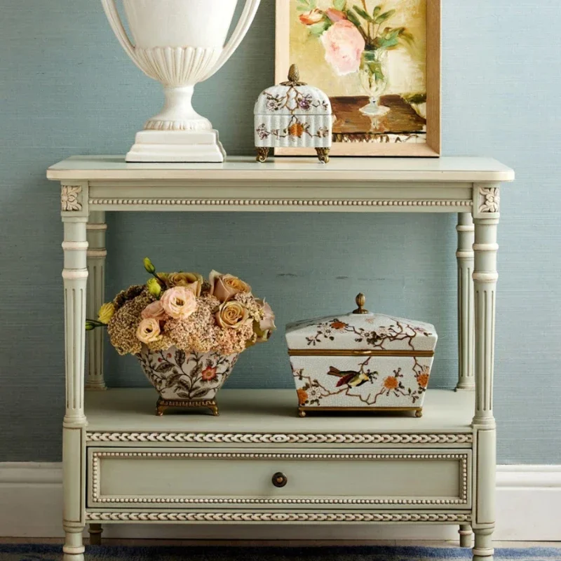 

Резная прикроватная тумбочка в стиле ретро, прикроватная полка для главной спальни, простая прикроватная тумбочка из цельного дерева, несколько