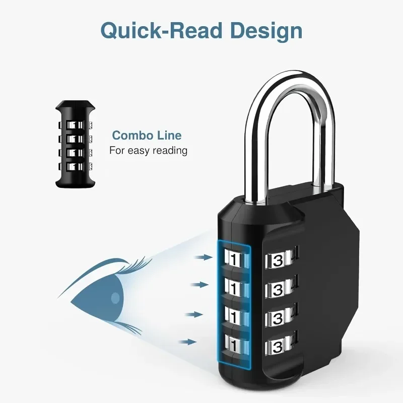 Combination Lock 4 Digit Locker Lock Outdoor Waterproof Padlock for School Gym Locker, Sports Locker