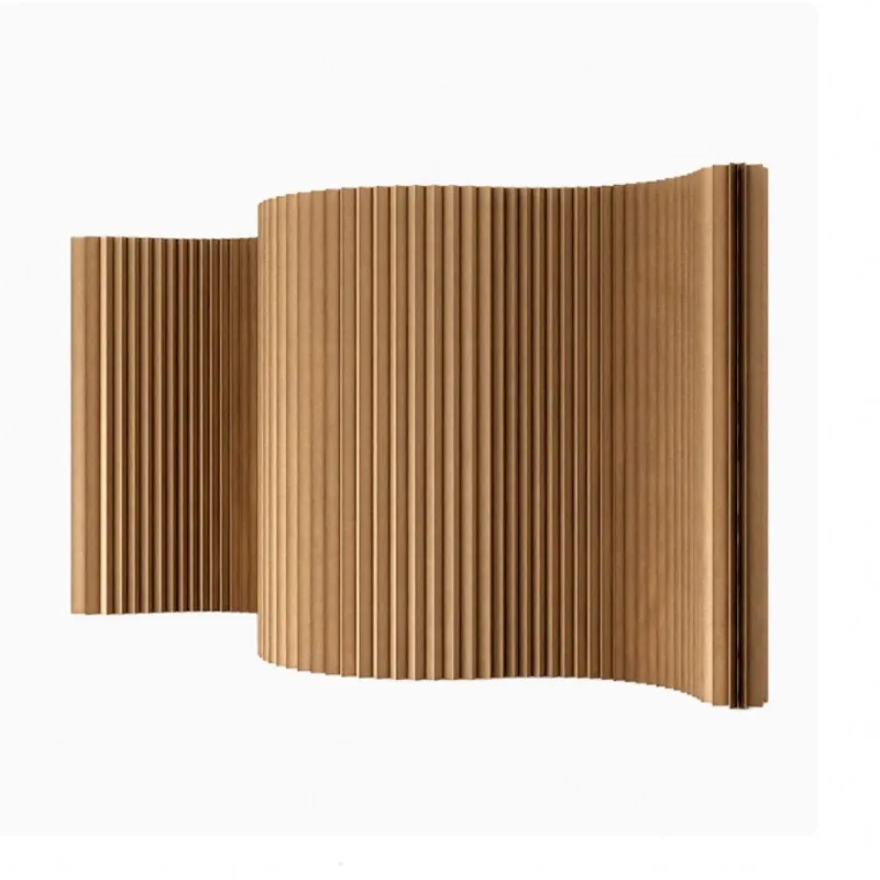 New Waterproof Brown Color Folding Organ Paper Wall Room Dividers Removable Privacy Screens Office Exhibition Partition Wall