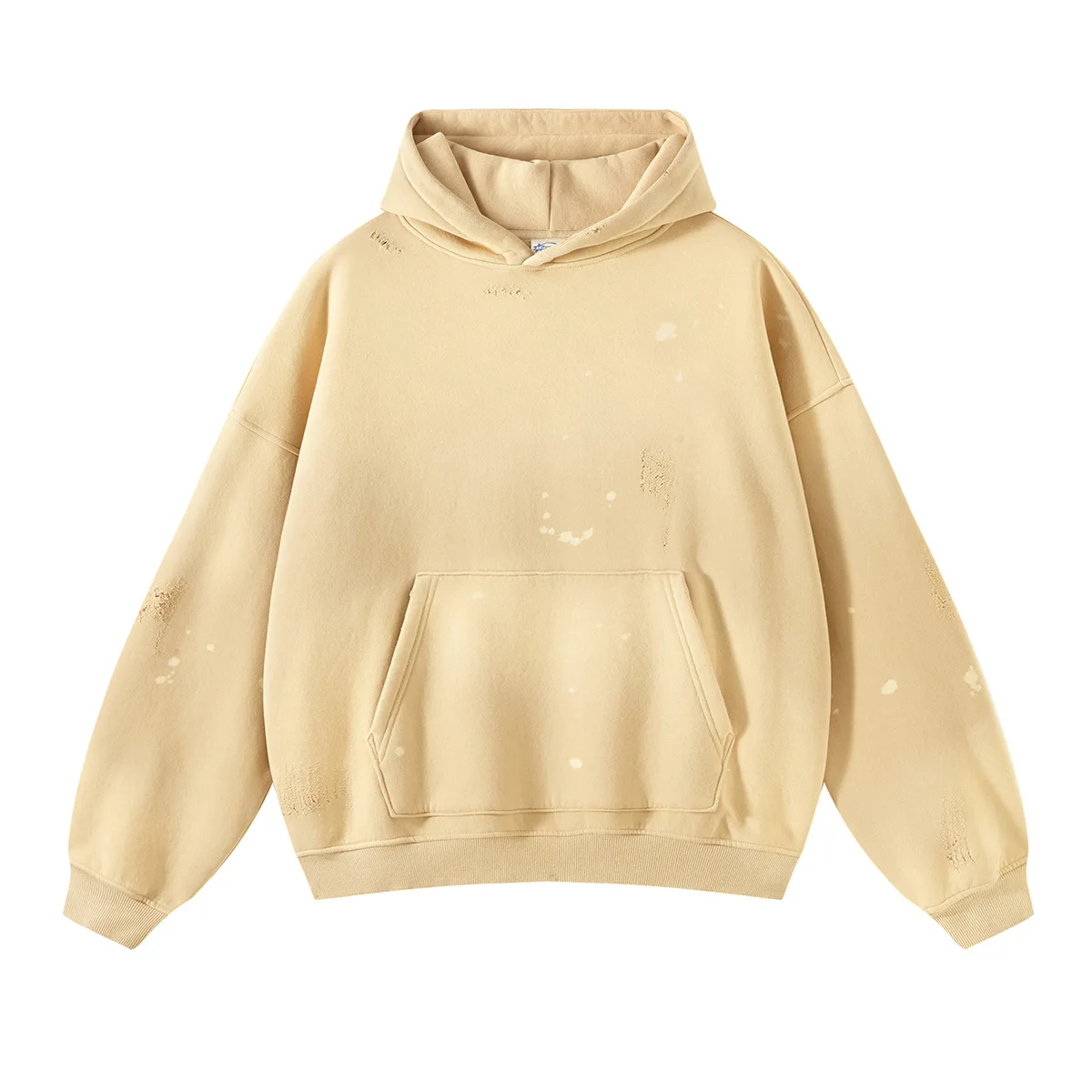 

2024 Autumn Winter New 360g Spray Monkey Splatter Paint Ripped Frayed Vintage Mens Sweatshirt American Streetwear Washed Hoodie