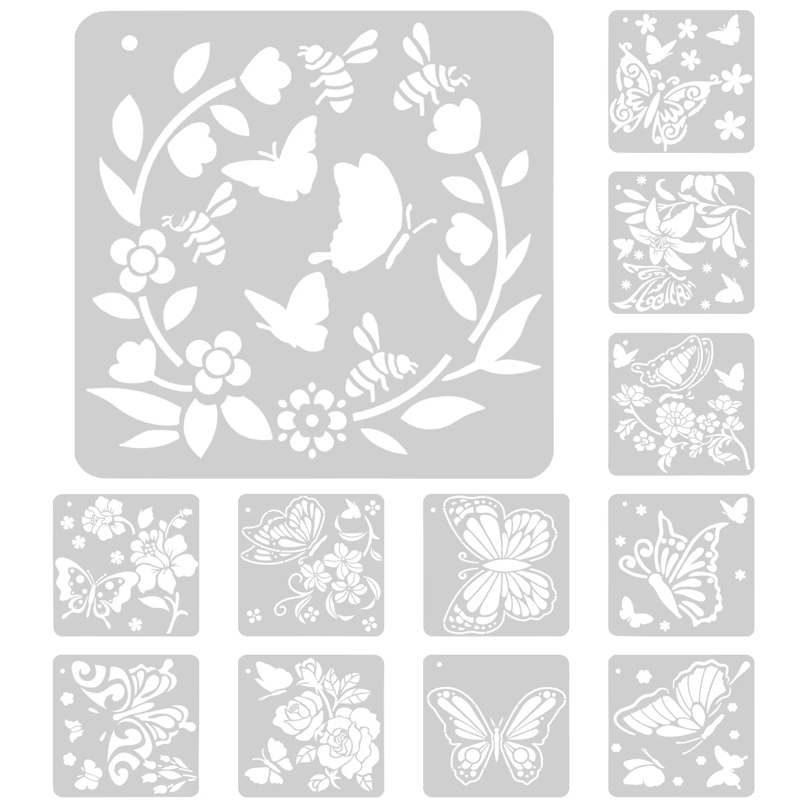 12 Sheets Painting Template DIY Stencils Butterfly Molds for Crafts Reusable on Canvas Templates Graffiti