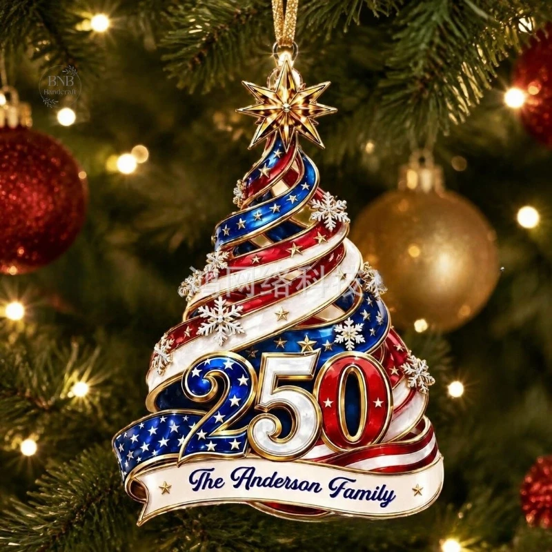 Patriotic Themed Acrylic Christmas Tree Decoration for The 250th Anniversary of The Founding of The United States Holiday Gift