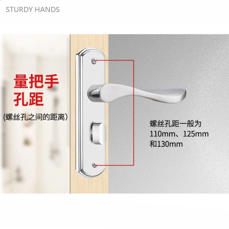 Imagem -03 - Conjunto de Fechadura da Porta do Banheiro Universal Keyless Silencioso Interior Liga Alumínio Maçaneta da Porta Acessórios Ferragem Aço Inoxidável 1