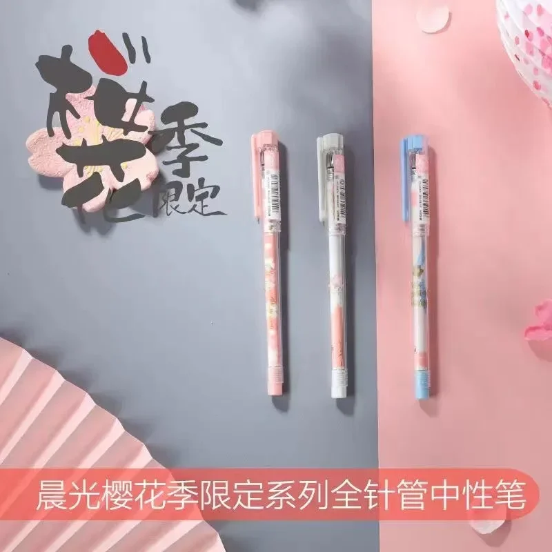 School Kantoorbenodigdheden Cadeau Studenten Schattige Balpen Mooie Esthetische Kawaii Kersenbloesems Zwarte Inkt Gel Pen