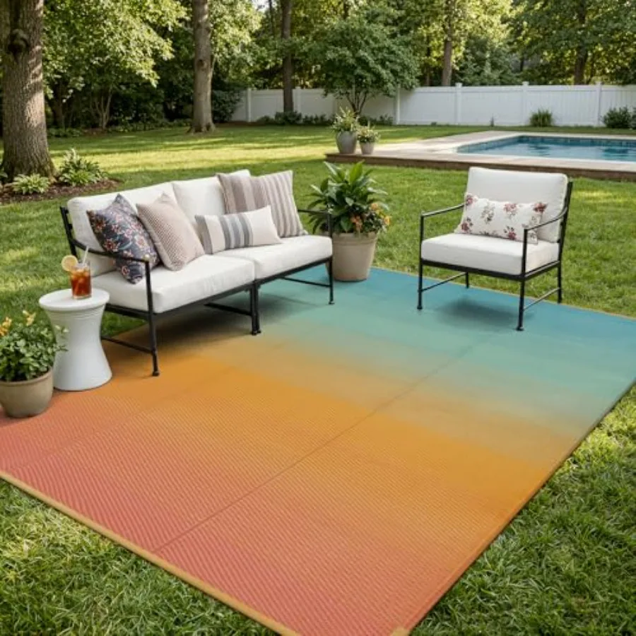 

Camping Rugs for Outside Your Rv 5x8 Indoor Outdoor Carpet Waterproof Plastic Straw Rug, Reversible Camping Mats Large Porch Ru