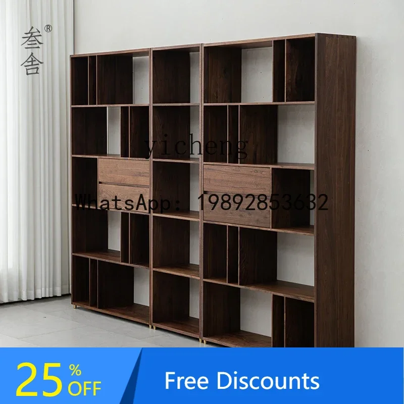 

Black Walnut Solid Wood Bookcase New Chinese Shelf Display Case