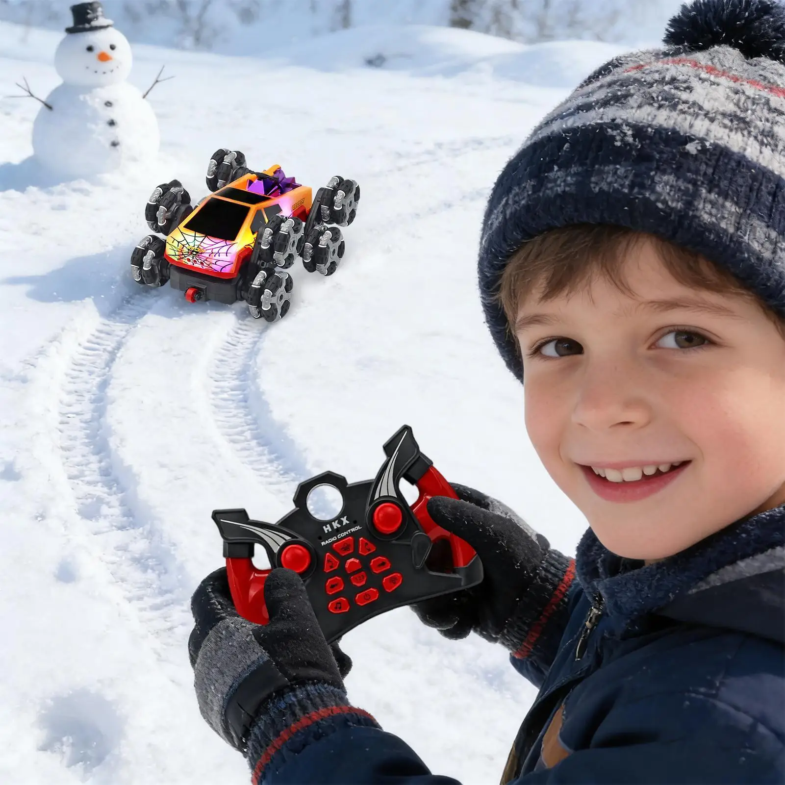 รถบังคับวิทยุหมุนได้ 360 องศา 8 ล้อ ของเล่นแปลงร่าง รถบรรทุกชาร์จไฟได้ สำหรับเด็กชาย เด็กหญิง ใช้ได้ทั้งในบ้าน โรงเรียน สนามหลังบ้าน และกลางแจ้ง