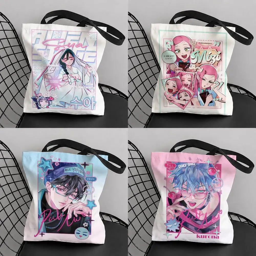 Anime A-Alien S-Stage Storage Bags Large Canvas Tote Bag Double-Sided Print Reusable Shoulder Handbag for Daily Shopping
