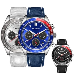 Reloj de pulsera vintage para hombre, cronógrafo con temporizador de tres ojos, Panda, multifuncional, calendario de negocios, luminoso, resistente al agua, nuevo